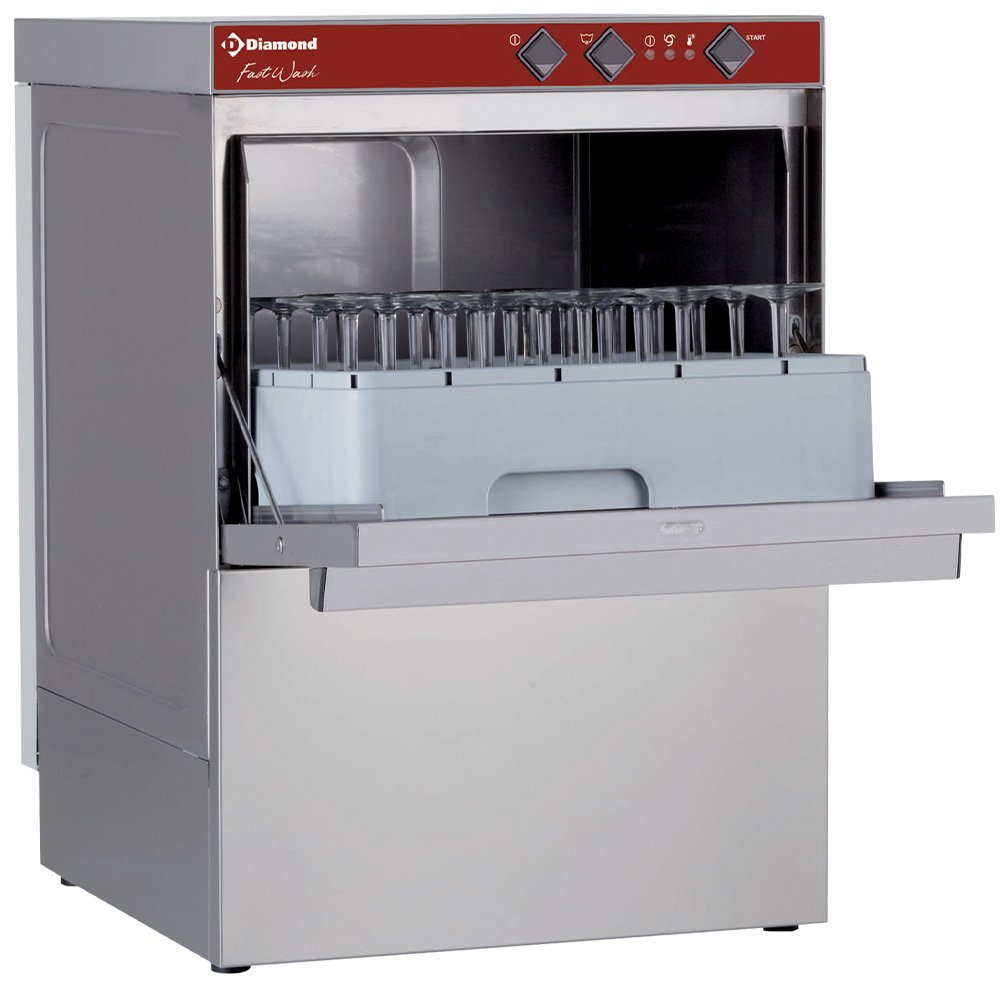 Diamond 046D/6 450mm Basket Frontloading Glasswasher and Dishwasher, 30 Baskets/hour