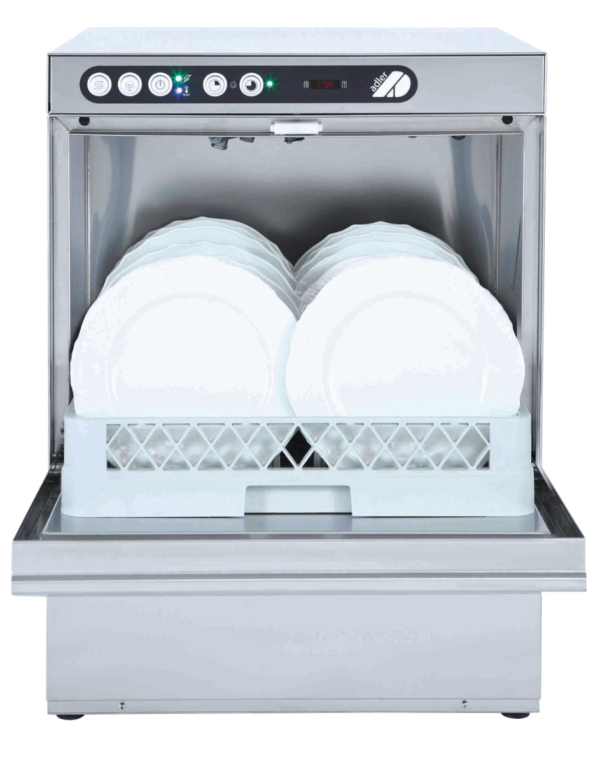 Adler AD50 500mm Basket Dishwasher with Gravity Drain & Chemical Pump, 18 Plates (13 Amp Plug)