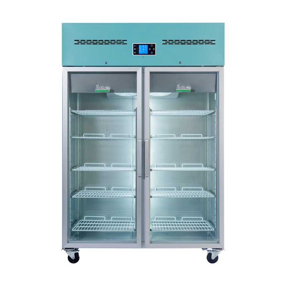 LEC Medical PGR1200UK Glass Double Door Pharmacy Refrigerator, 1200 Litres