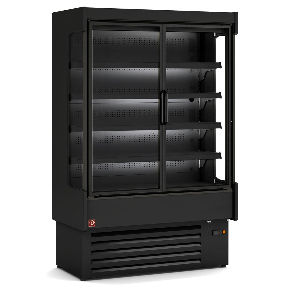 Diamond NIA12/B5-7-PV Black Refrigerated Multideck Display with 2 Swing Doors, 1310mm