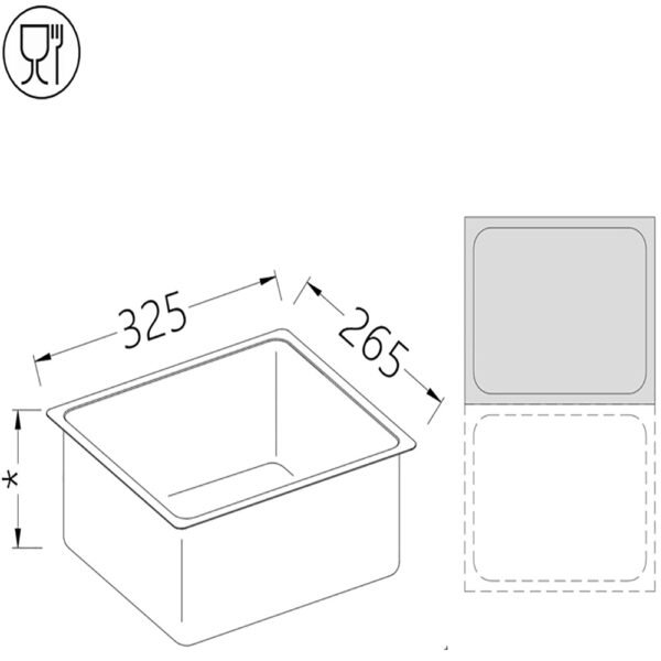Diamond B/GN1/2-150 Gastronorm Tub 1/2 H150 Mm