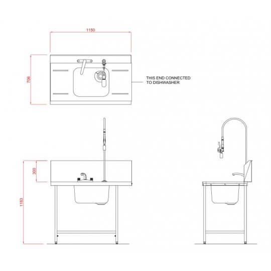Hobart SD1150L/R Outlet Single Rack Table