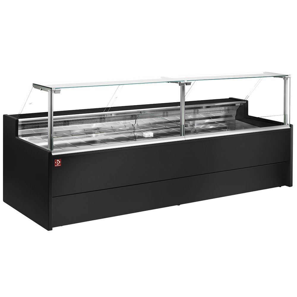 Diamond VZ25/B5-VR2 Flat Glass Black Refrigerated Serveover Counter, 2500mm