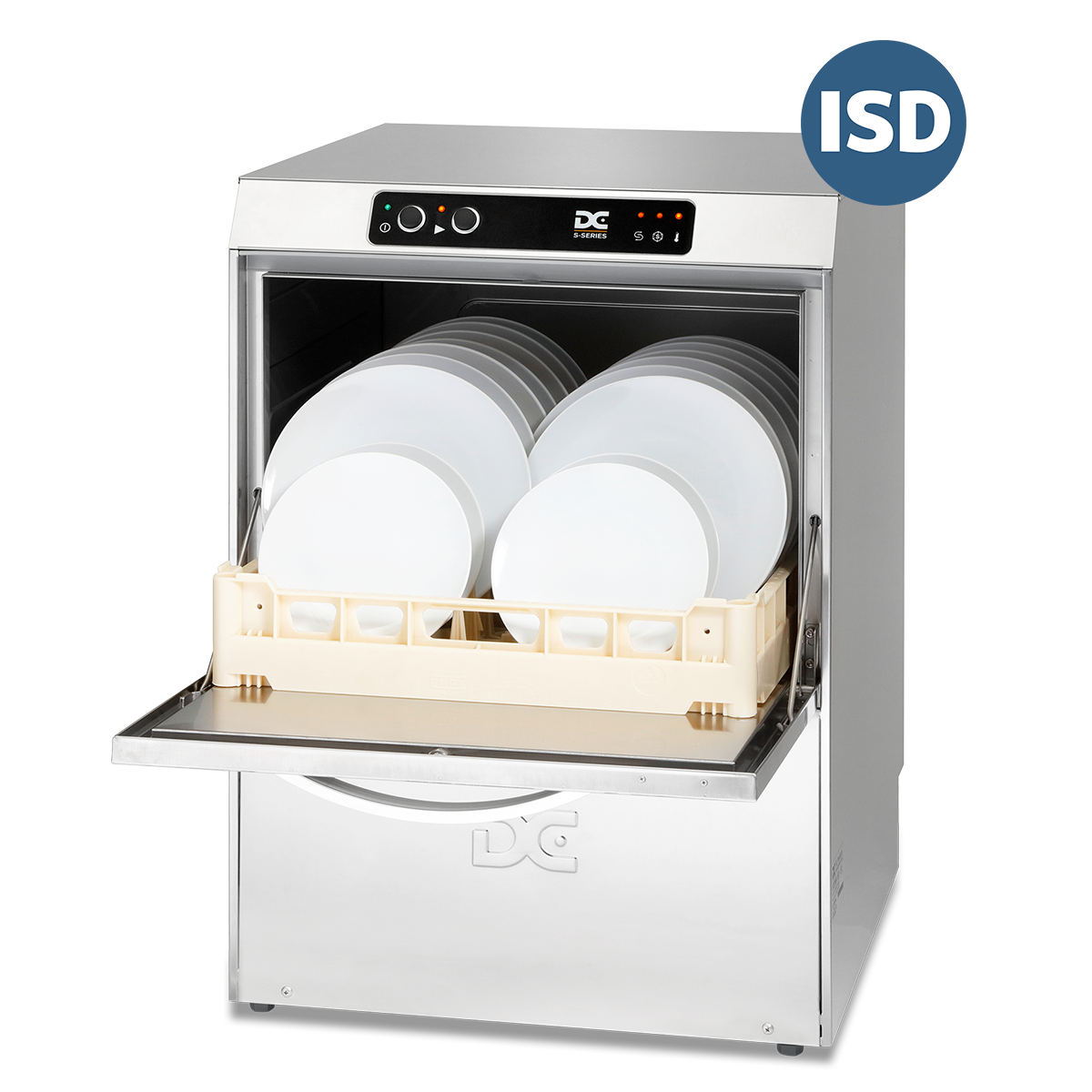 DC SD50ISD Standard Range 500mm Basket Frontloading Commercial Dishwasher with Integral Water Softener & Drain Pump, 18 Plates