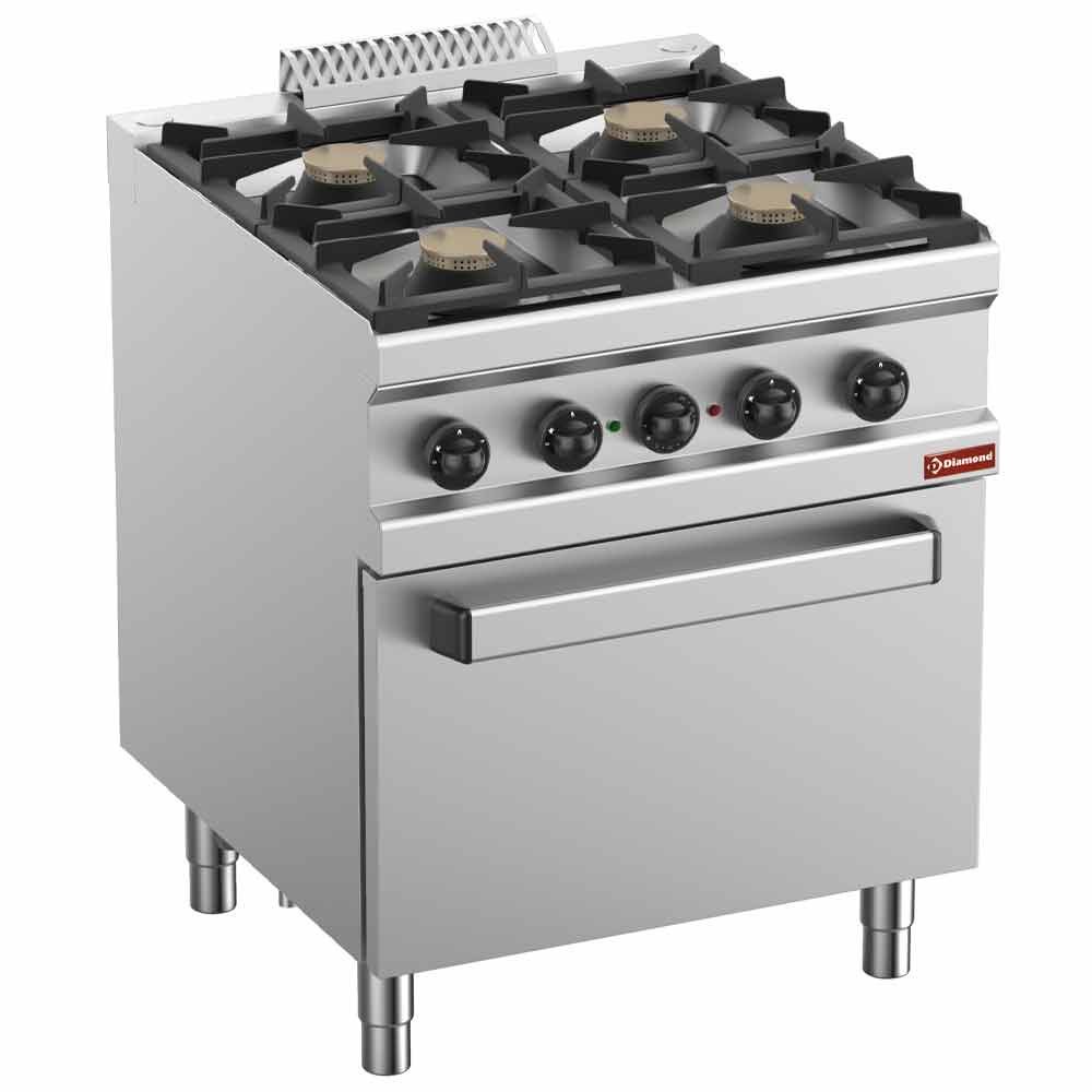 Diamond C4GFEV7-BF 4 Stove Freestanding Gas Range Cooker on Electric Oven, 2.6kW