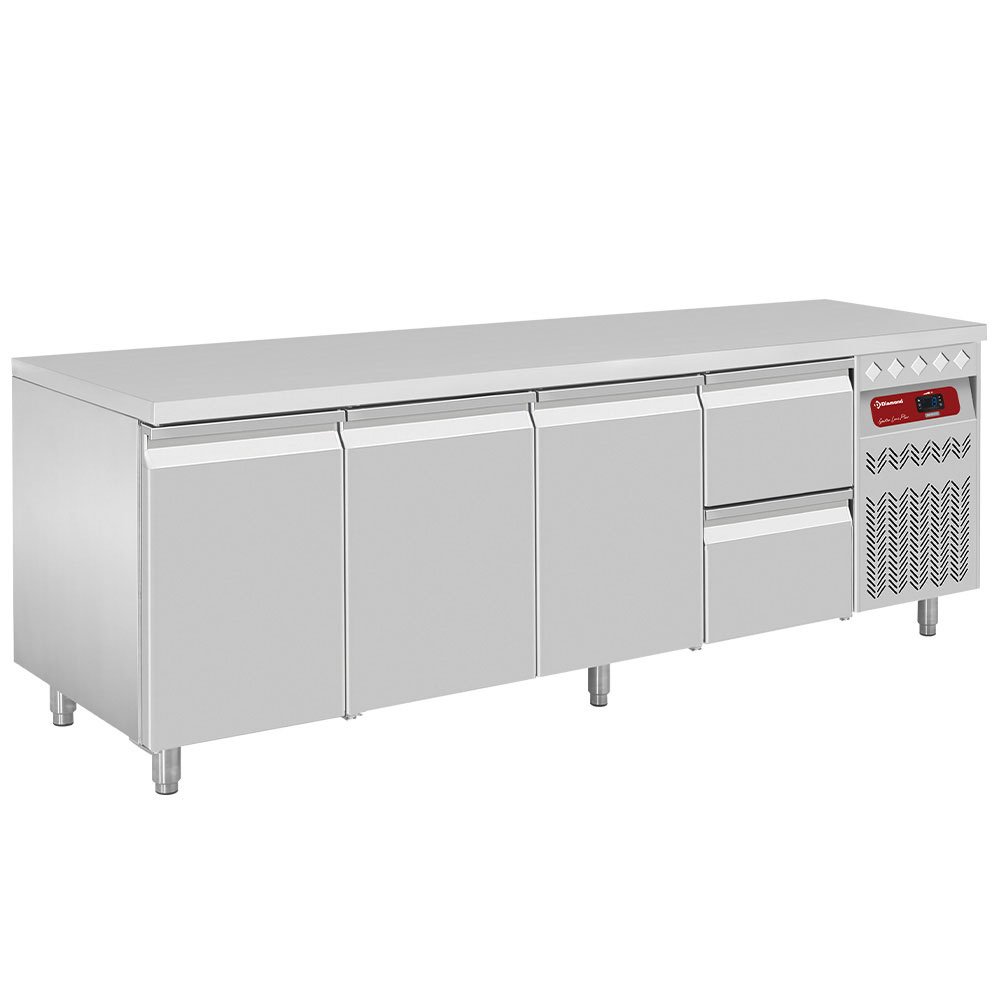 Diamond DT224/P9_1XCA1/2-P9 3 Door Refrigerated Preparation Counter with 2 Drawers, 550 Litres