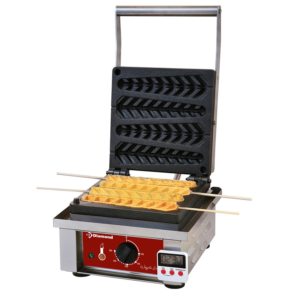 Diamond GE-4X/EN Electrical Waffle Iron with Timer, 4 Piece Capacity