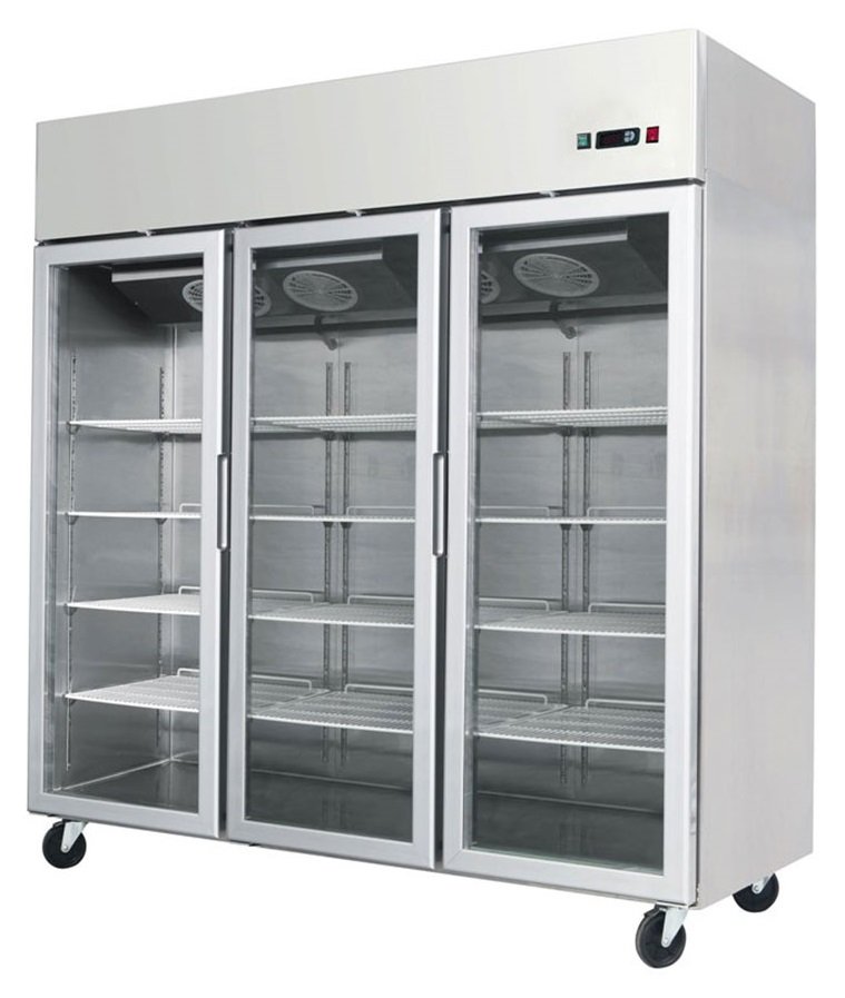 Atosa YCF9403GR Slimline Glass Triple Door Upright Fridge, 1390 Litres