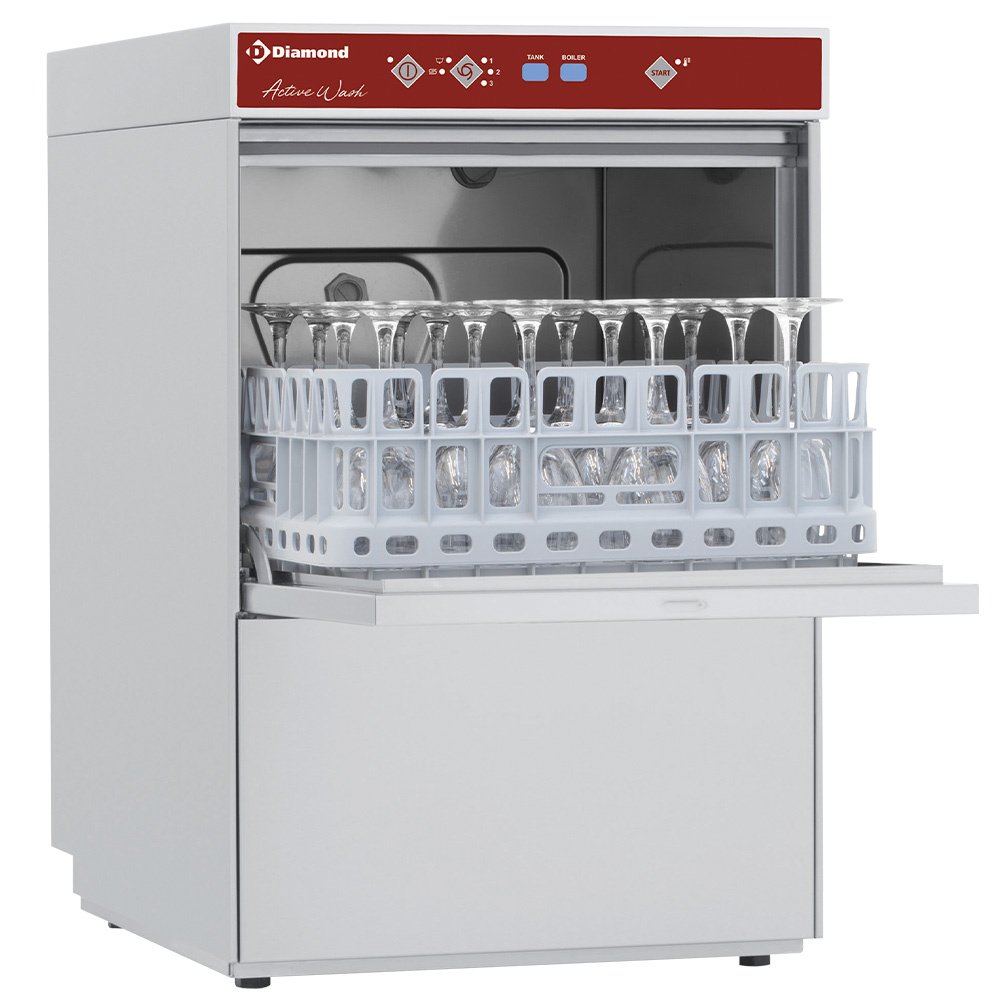 Diamond D281/6-A 400mm Basket Glasswasher with Integral Softnener, 16 Pint Capacity