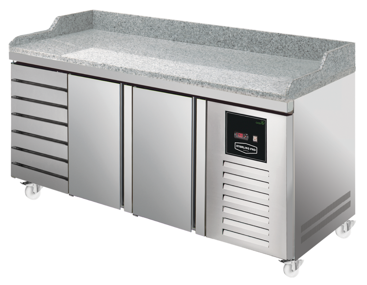 Sterling Pro Green SPI-8-200-27 Granite Top 800mm Fridge Counter, 2 Doors & 7 Drawers