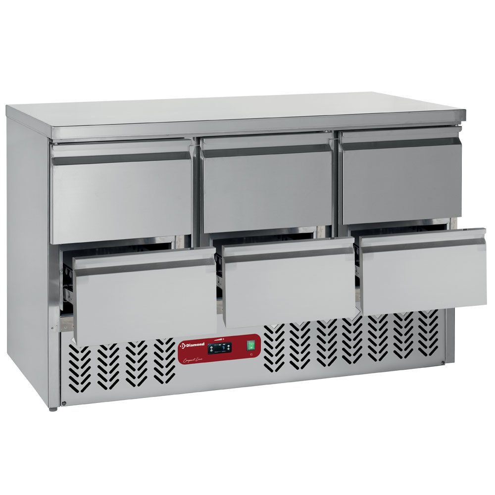 Diamond SA3/R6_3XGC1/2/R6 Stainless Steel Refrigerated Counter with 6 Drawers, 380 Litres
