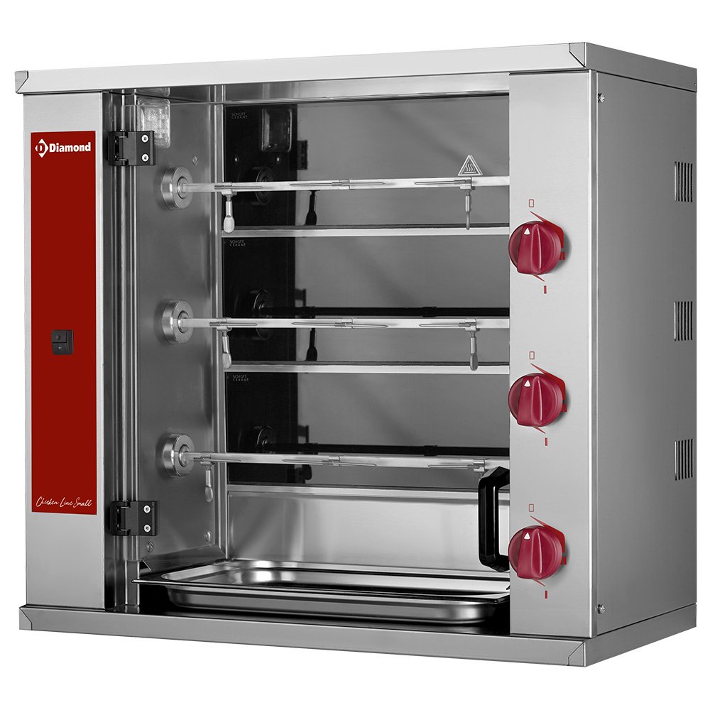 Diamond RVE/3C-SBC SMALL Vitroceramic Chicken Roaster, 3 Spits