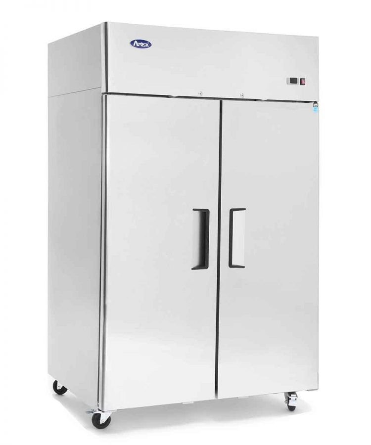Atosa YBF9218GR Slimline Double Door Upright Fridge, 900 Litres