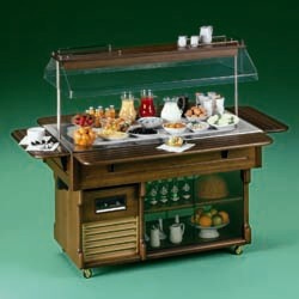 Diamond BRINA4MLUX-LIQ Dark Walnut Wood Refrigerated Buffet Bar, 4 x 1/1 GN