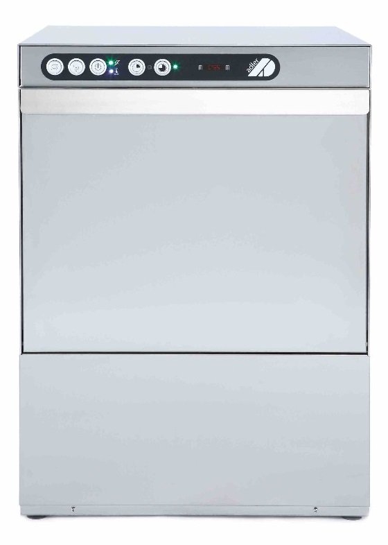 Adler AD40GL-DPSO 400mm Basket Glasswasher with Chemical Pump, Drain Pump & Integral Water Softener, 16 Pint Capacity