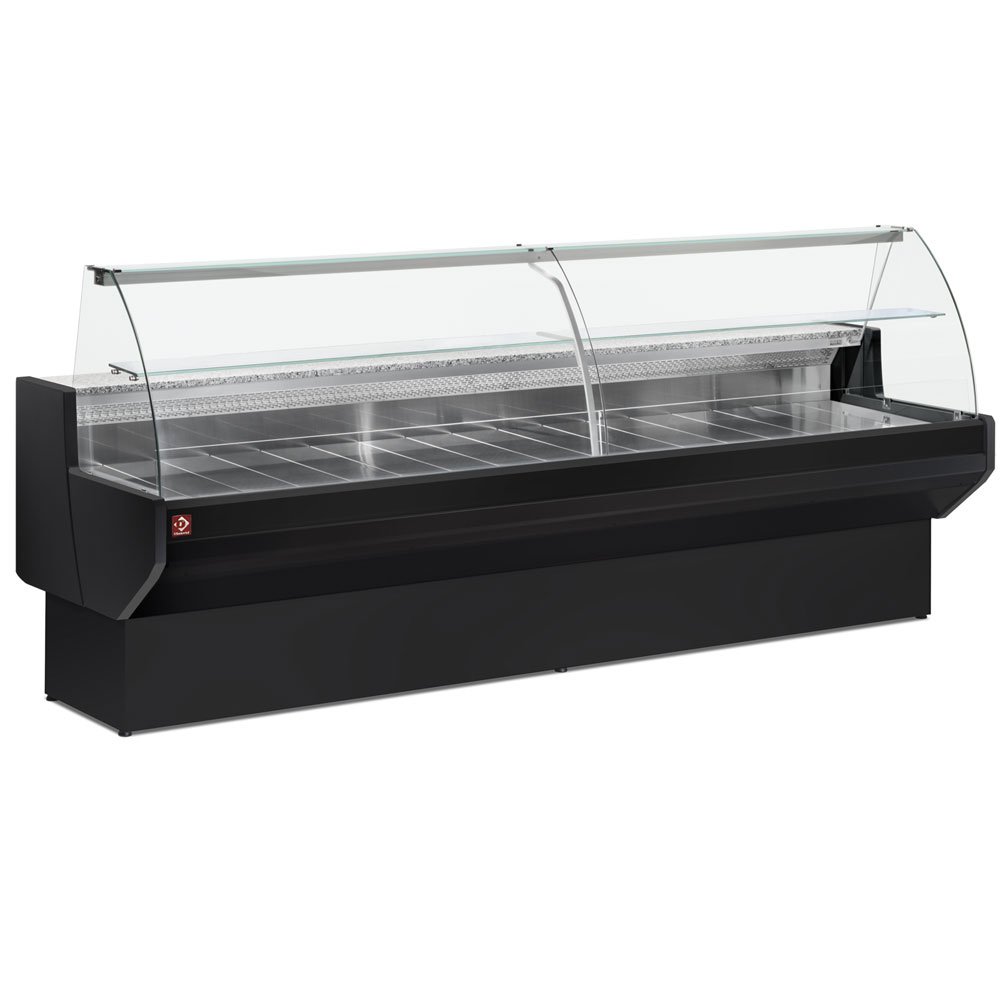 Diamond ML30/B5-R2 Black Refrigerated Curved Serveover Counter with Understorage, 3000mm