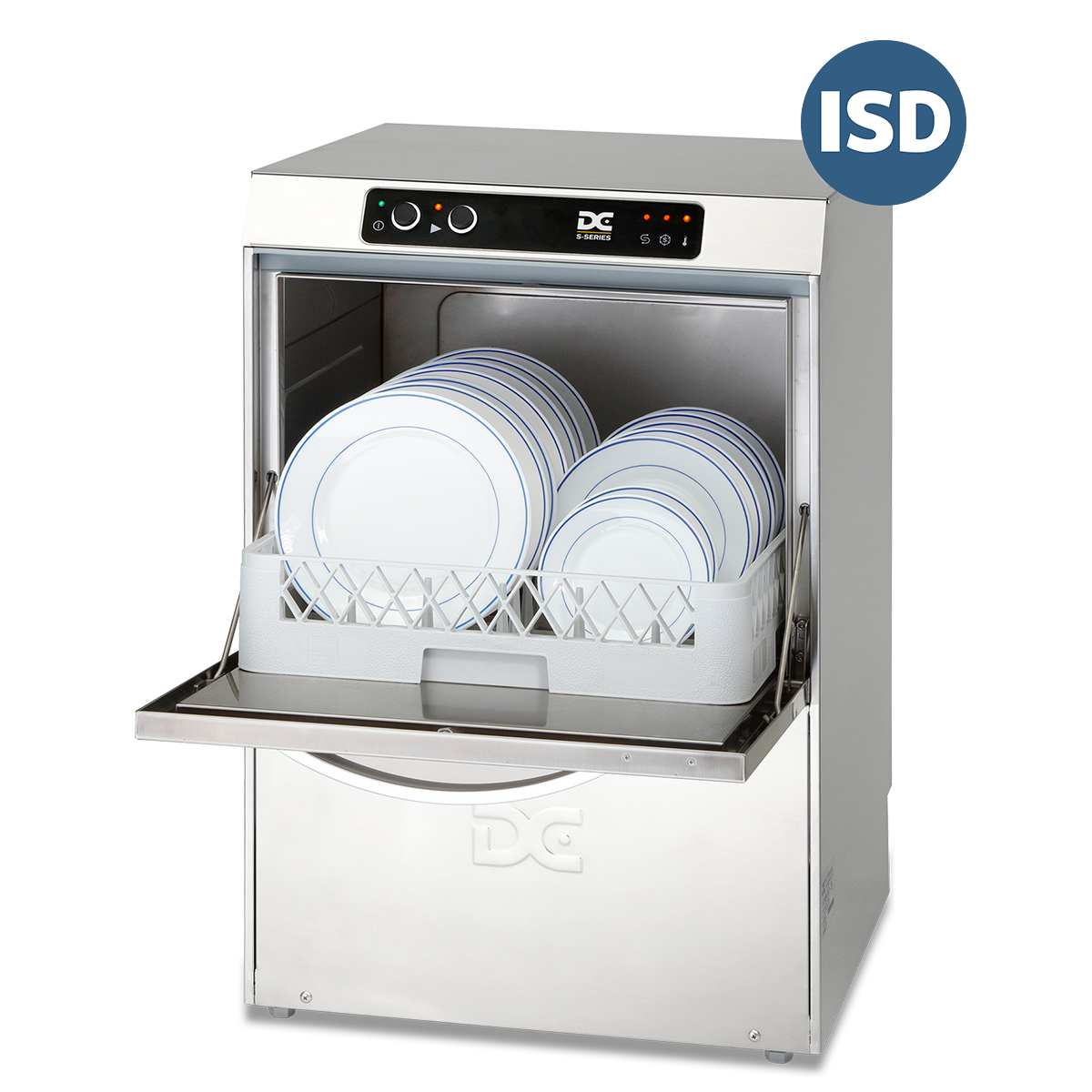 DC SD45ISD Standard Range 450mm Basket Frontloading Commercial Dishwasher with Integral Water Softener & Drain Pump, 14 Plates