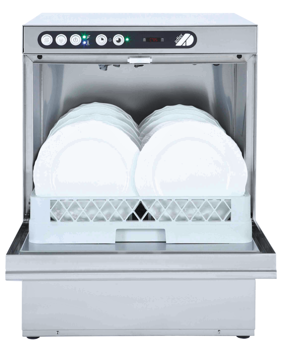 Adler AD50-DP-30 500mm Basket Dishwasher with Drain Pump & Chemical Pump, 18 Plates (30 Amp Plug)