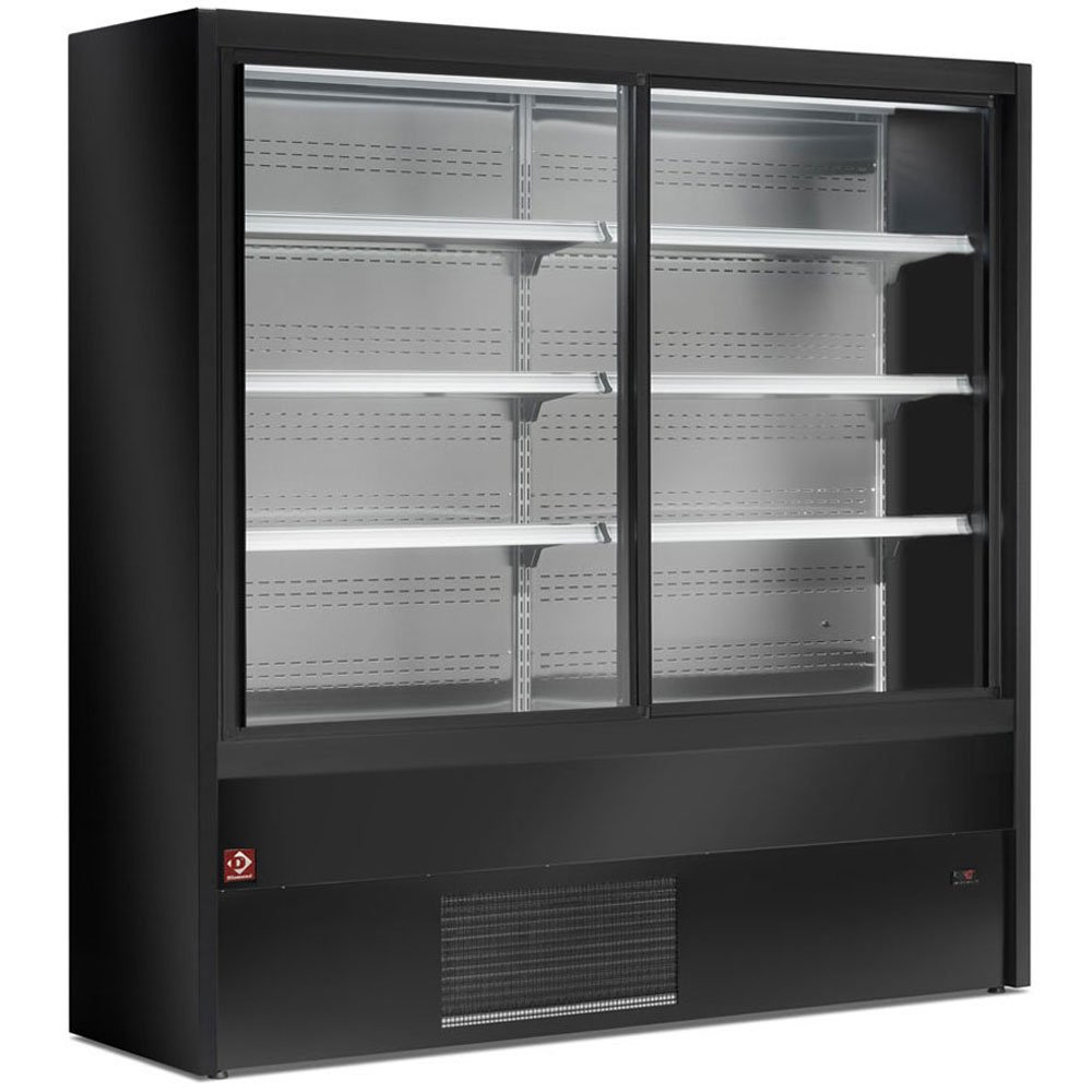 Diamond PD10/B5-R2 Black Refrigerated Multideck with Glass Sliding Doors, 1000mm