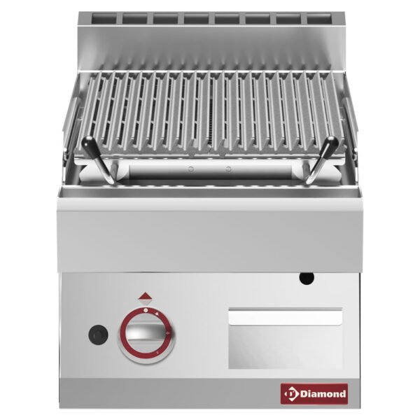 Diamond PLX47-PN Stainless Steel 1/2 Module Ribbed Lavastone Grill