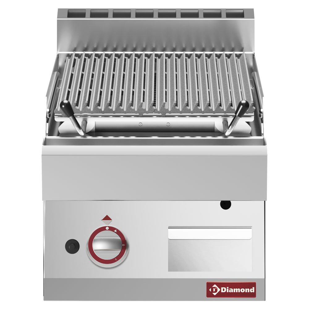 Diamond PLX47-PN Stainless Steel 1/2 Module Ribbed Lavastone Grill