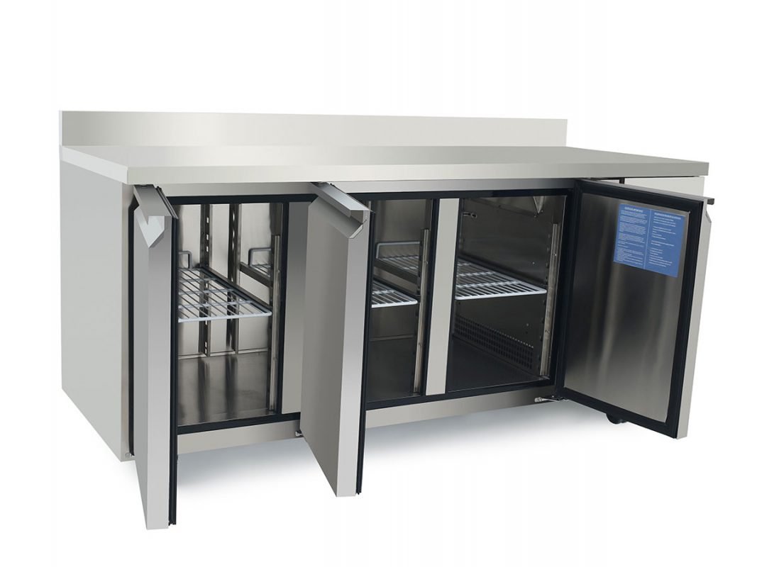 Atosa EPF3472HDSB 3 Door Preparation Counter Freezer with Splash Back, 420 Litres