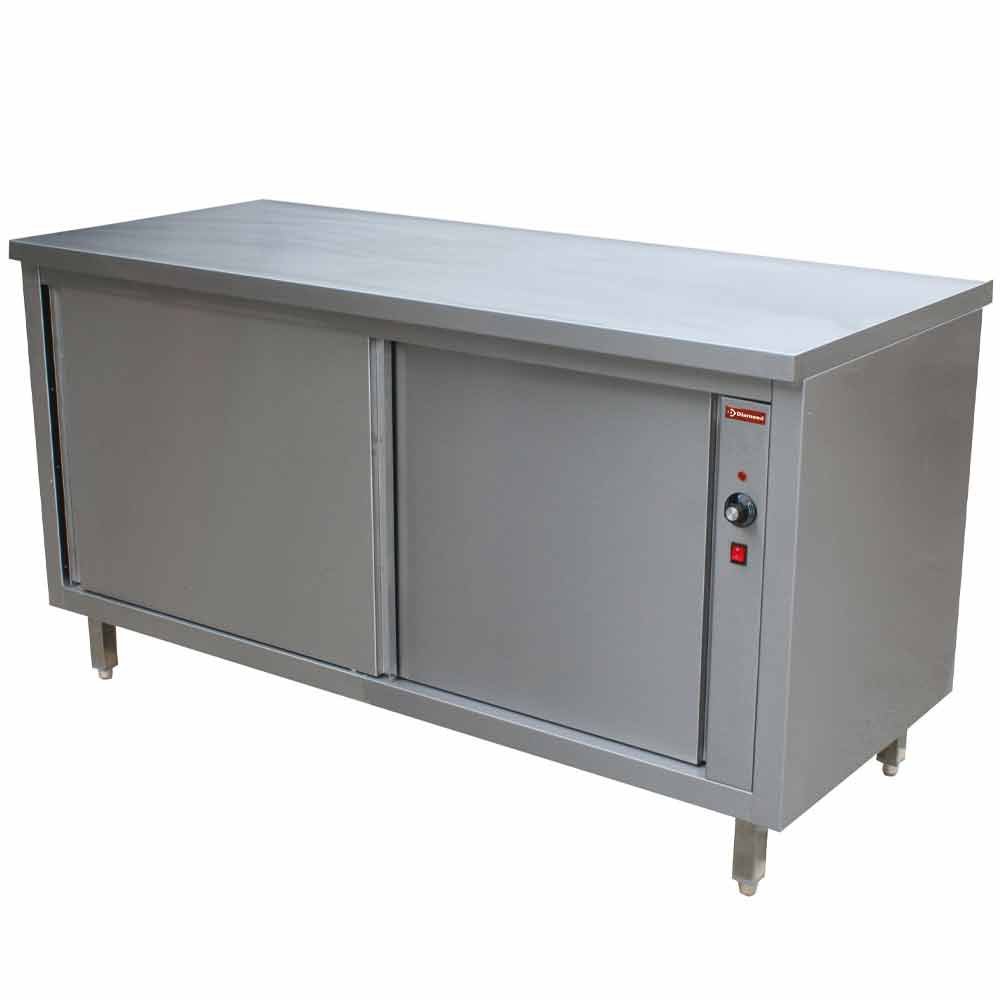 Diamond TE147-B Hot Cupboard with Sliding Doors 1400mm