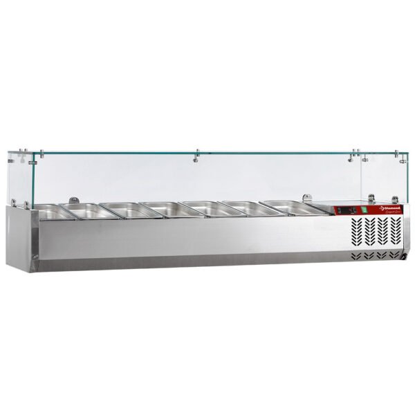 Diamond SY160/DV-R6 Stainless Steel Topping Unit with Sneezeguard, 7 x 1/3 GN