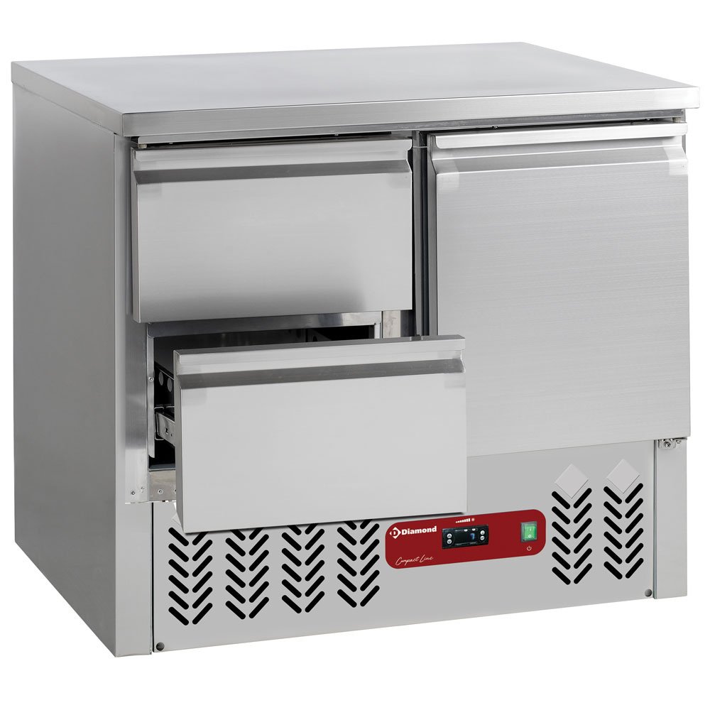 Diamond SA2/R6_GC1/2/R6 1 Door Stainless Steel Refrigerated Counter with 2 Drawers, 240 Litres