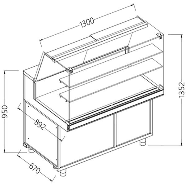 Diamond CA13X Patisserie Display Counter, 1300mm