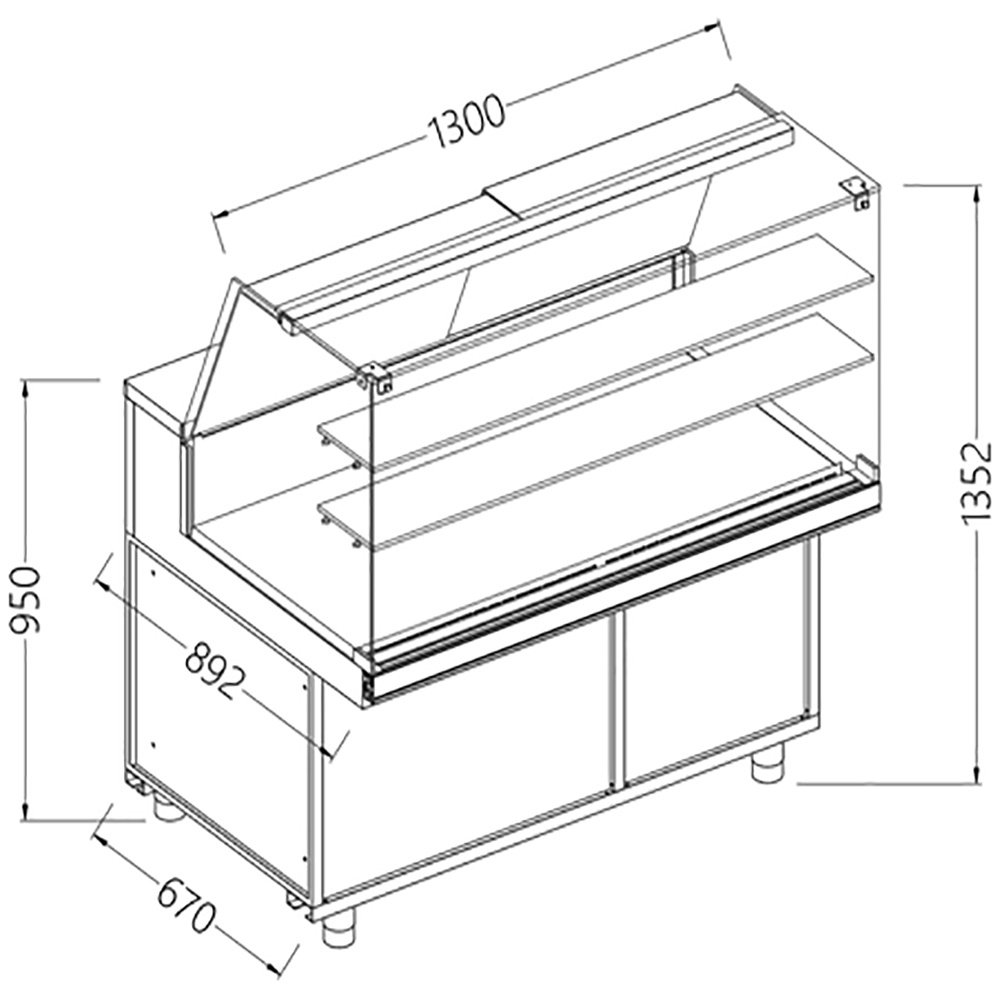 Diamond CA13X Patisserie Display Counter, 1300mm