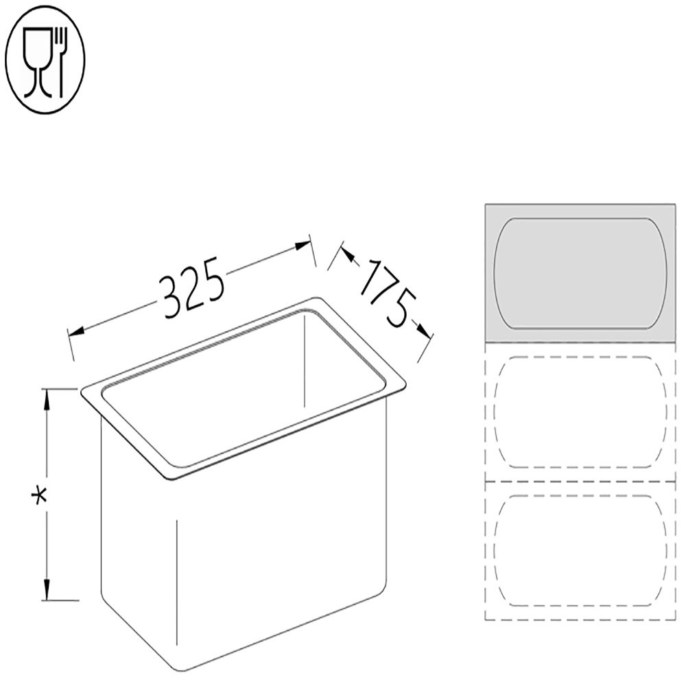 Diamond B/GN1/3-65 Gastronorm Tub 1/3 H65 Mm