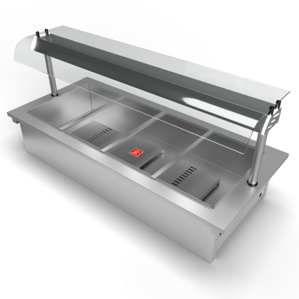 Moffat D4BM Drop-In Bain Marie Dry Heat Model with Curved Glass Open Front Gantry
