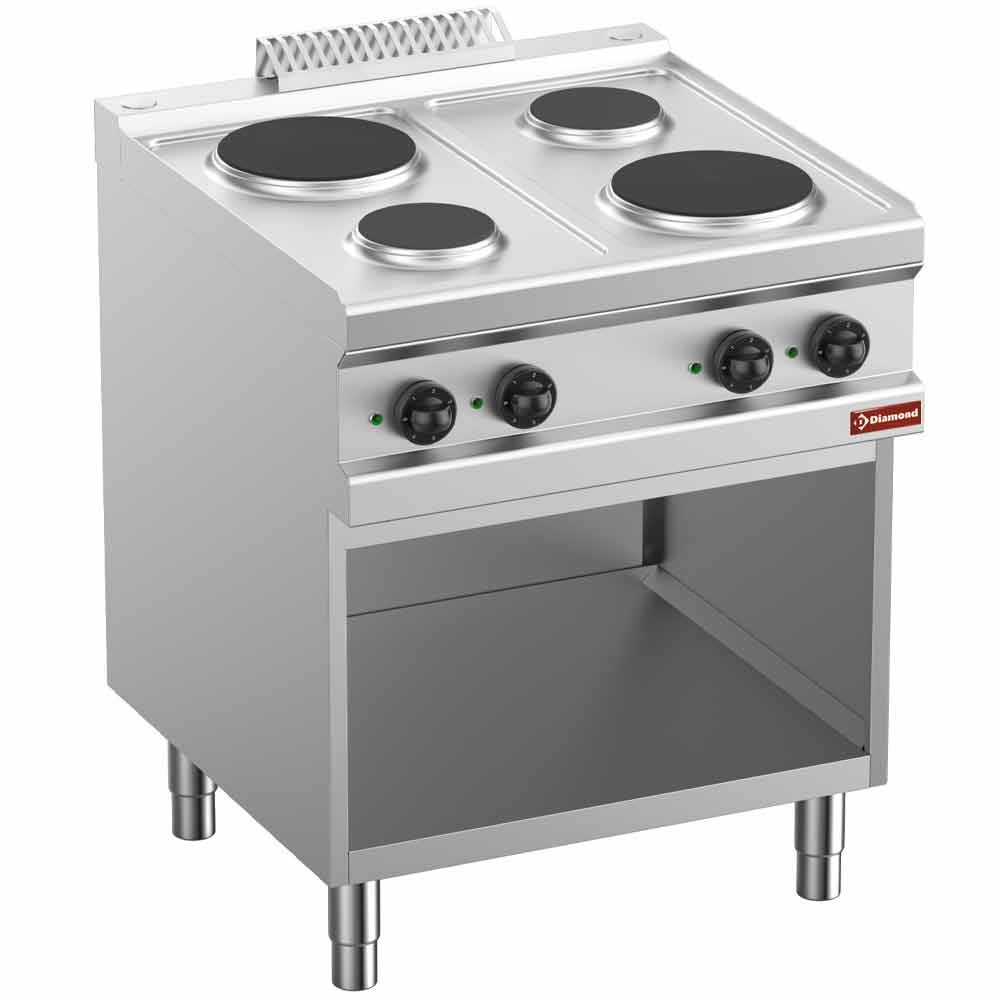 Diamond C4EA7-BF 4 Round Plates Electric Range on Open Cupboard, 8.2kW