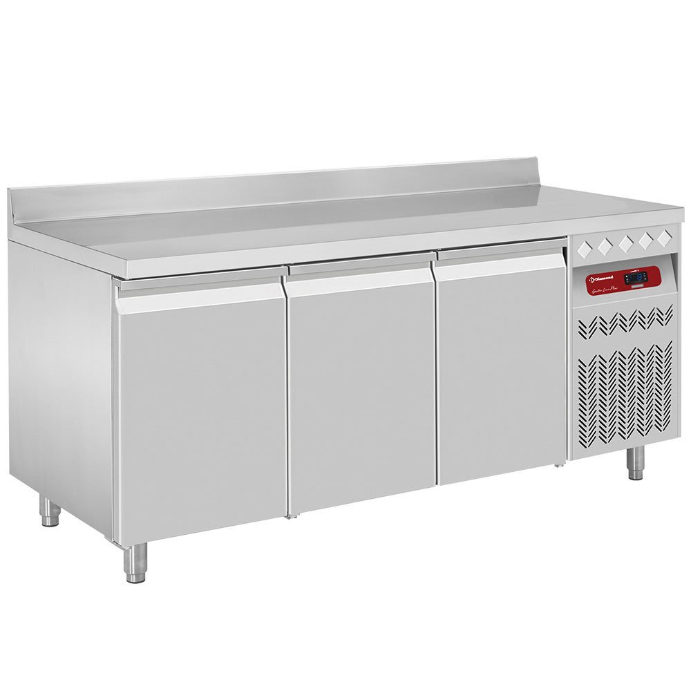 Diamond DT178/P9A 3 Door Refrigerated Preparation Counter with Splashback, 405 Litres
