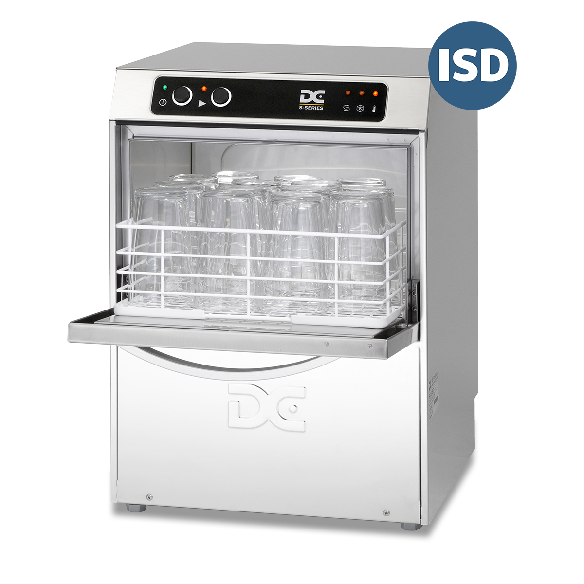 DC SG35ISD Standard Range 350mm Basket Frontloading Commercial Glasswasher with Integral Water Softener and Drain Pump, 14 Pint Capacity