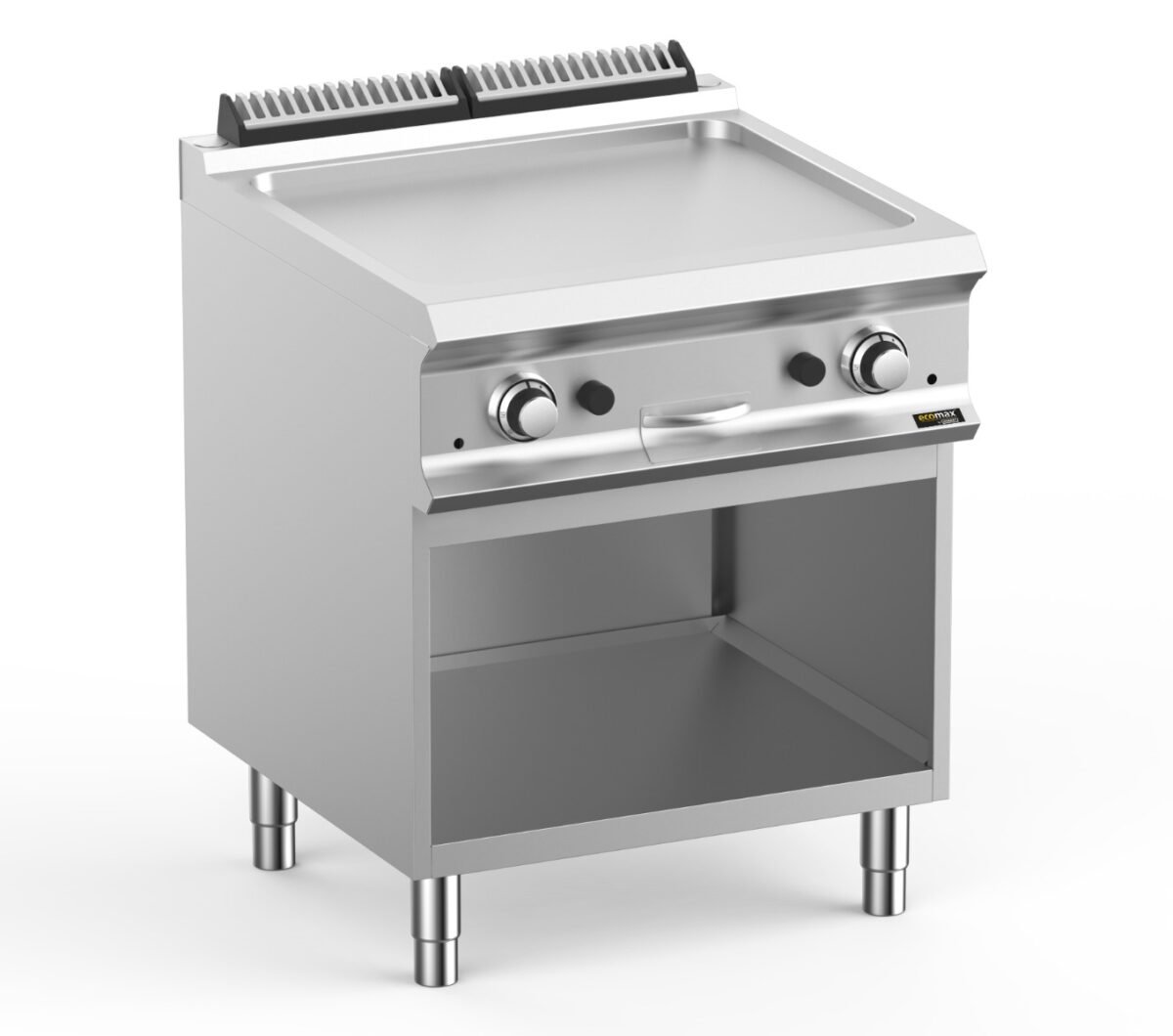 Hobart Ecomax HEFTBG77AL Smooth Griddle on Open Cupboard, 14kW