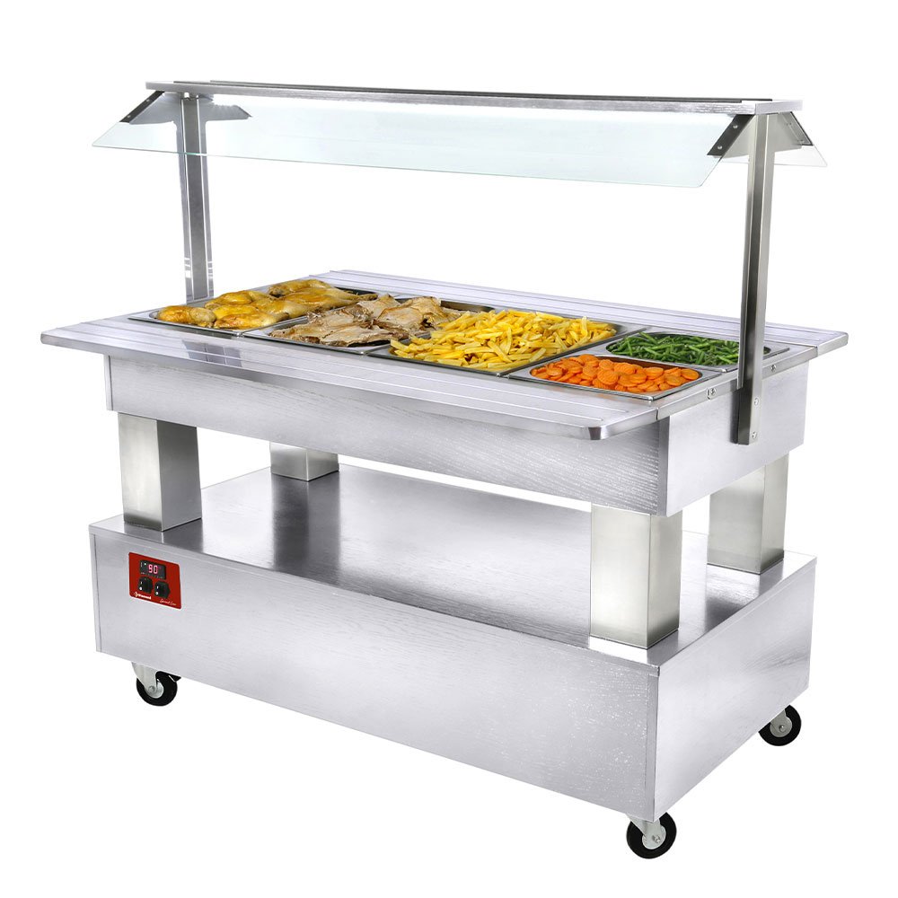 Diamond BBM/4N-A1 White Wood Warming Bain Marie Salad Bar, 4 x 1/1 GN