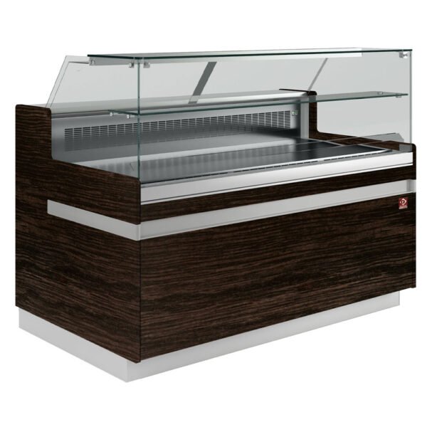 Diamond VB10XD3/R2 Flat Glass Dark Wood Refrigerated Serveover Counter, 1338mm