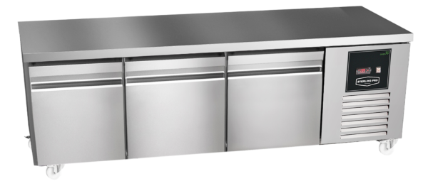 Sterling Pro Green SPI-B-180 3 Door Stainless Steel Low-Height Fridge Counter, 3 x 2/3 Drawers