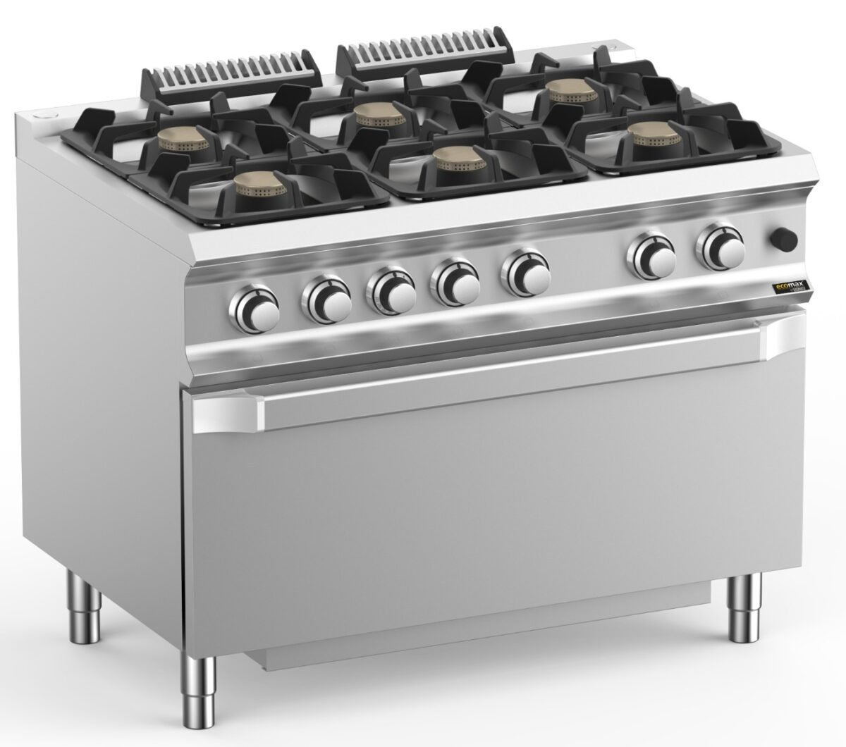 Hobart Ecomax HEFB711FGMXL 6 Burner Gas Hob (6 x 7kW) with Jumbo Gas Oven (8kW), 50kW