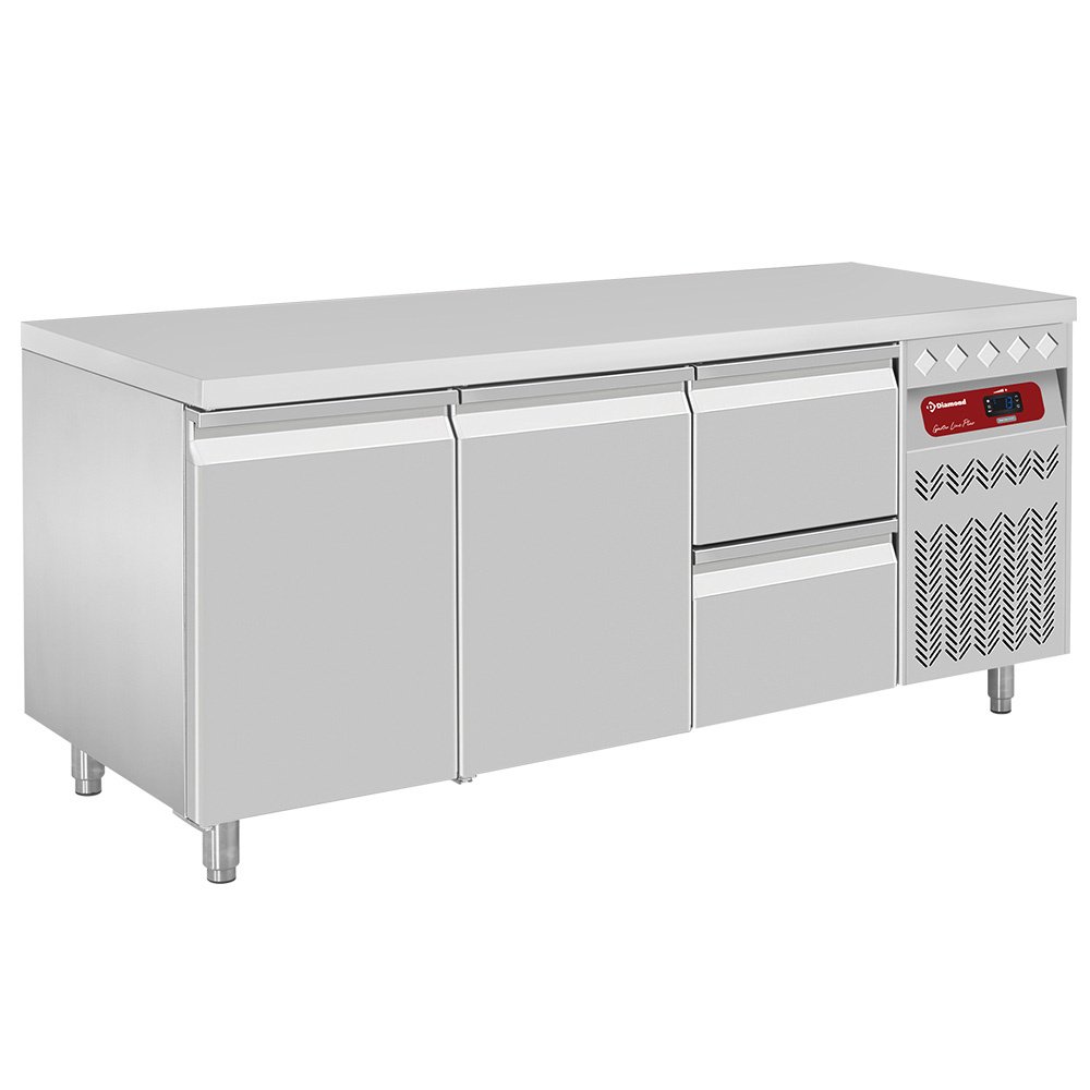 Diamond DT178/P9_1XCA1/2-P9 2 Door Refrigerated Preparation Counter with 2 Drawers, 405 Litres