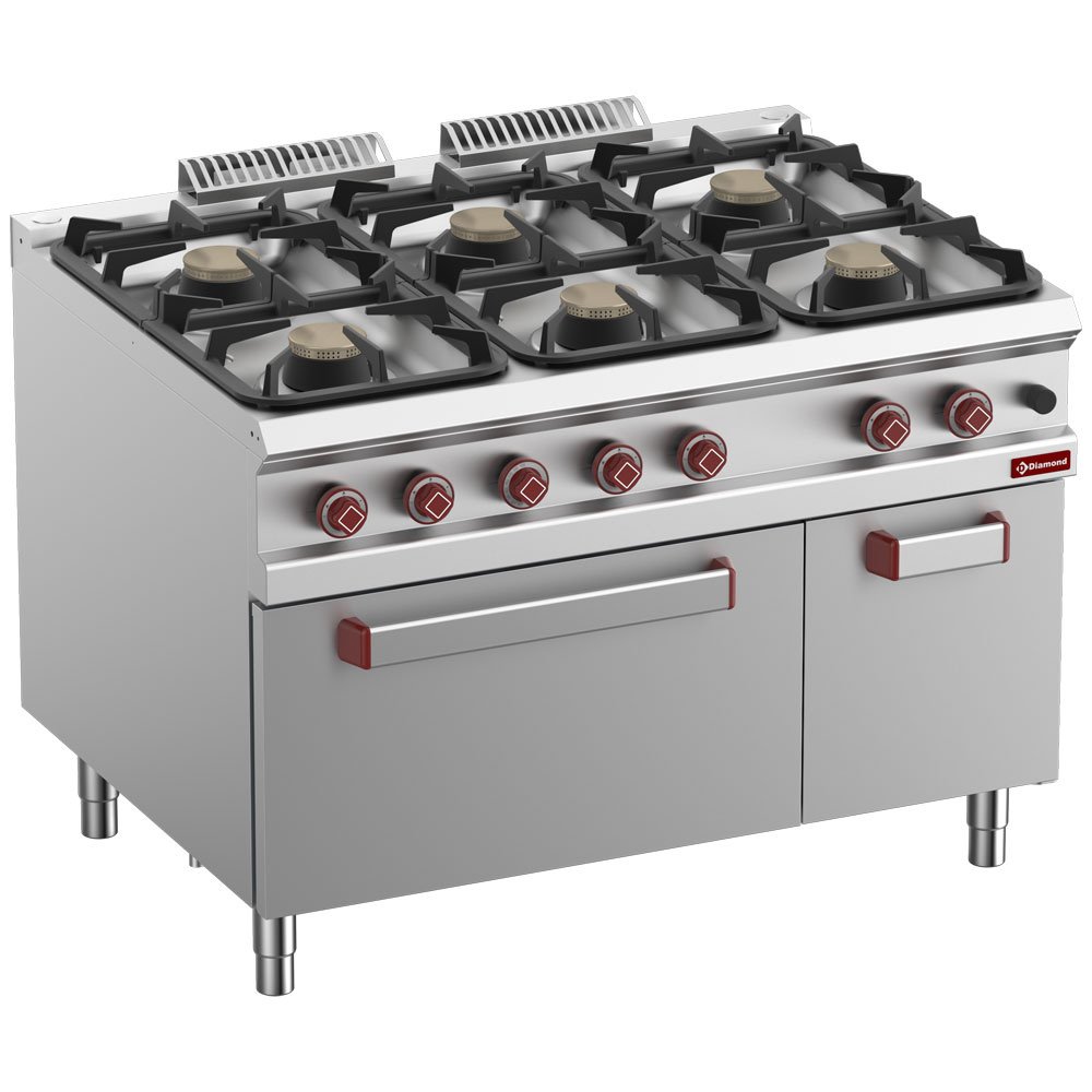 Diamond G9/6BFA12-N 6 Burner Gas Range on Gas Oven & Closed Cupboard