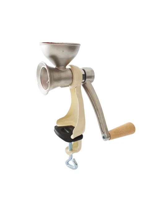 Manual Seed Mill for Poppy Seeds, Linseed & Small Seeds – Stainless Steel Funnel - cream