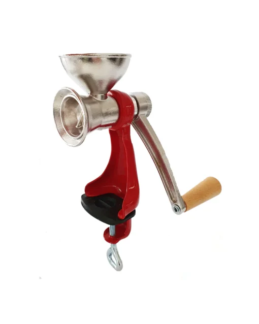 Manual Seed Mill for Poppy Seeds, Linseed & Small Seeds – Stainless Steel Funnel - red