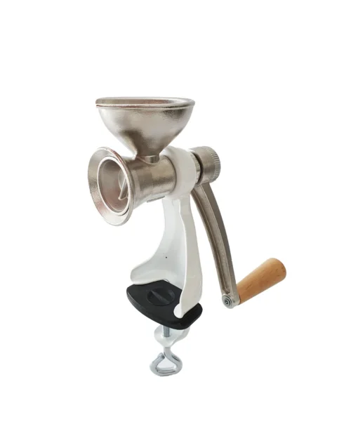 Manual Seed Mill for Poppy Seeds, Linseed & Small Seeds – Stainless Steel Funnel - white