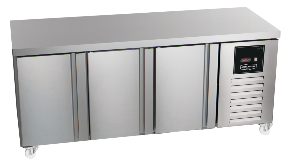 Sterling Pro Green SPI-6-200-30-NS Stainless Steel 3 Door Fridge Counter, 600mm Deep