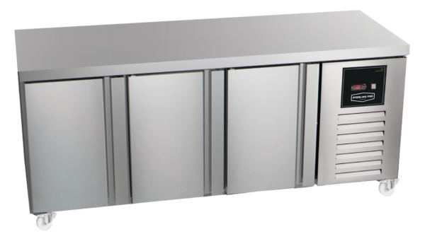Sterling Pro Green SPI-6-200-30-NS Stainless Steel 3 Door Fridge Counter, 600mm Deep