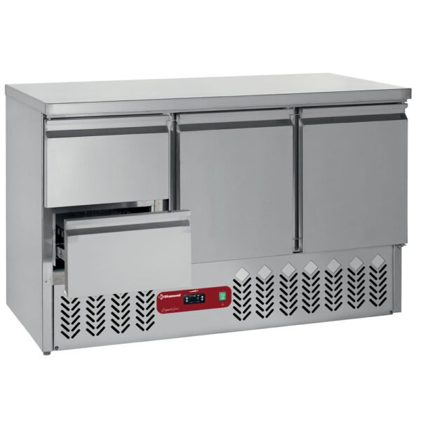 Diamond SA3/R6_GC1/2/R6 2 Door Stainless Steel Refrigerated Counter with 2 Drawers, 380 Litres