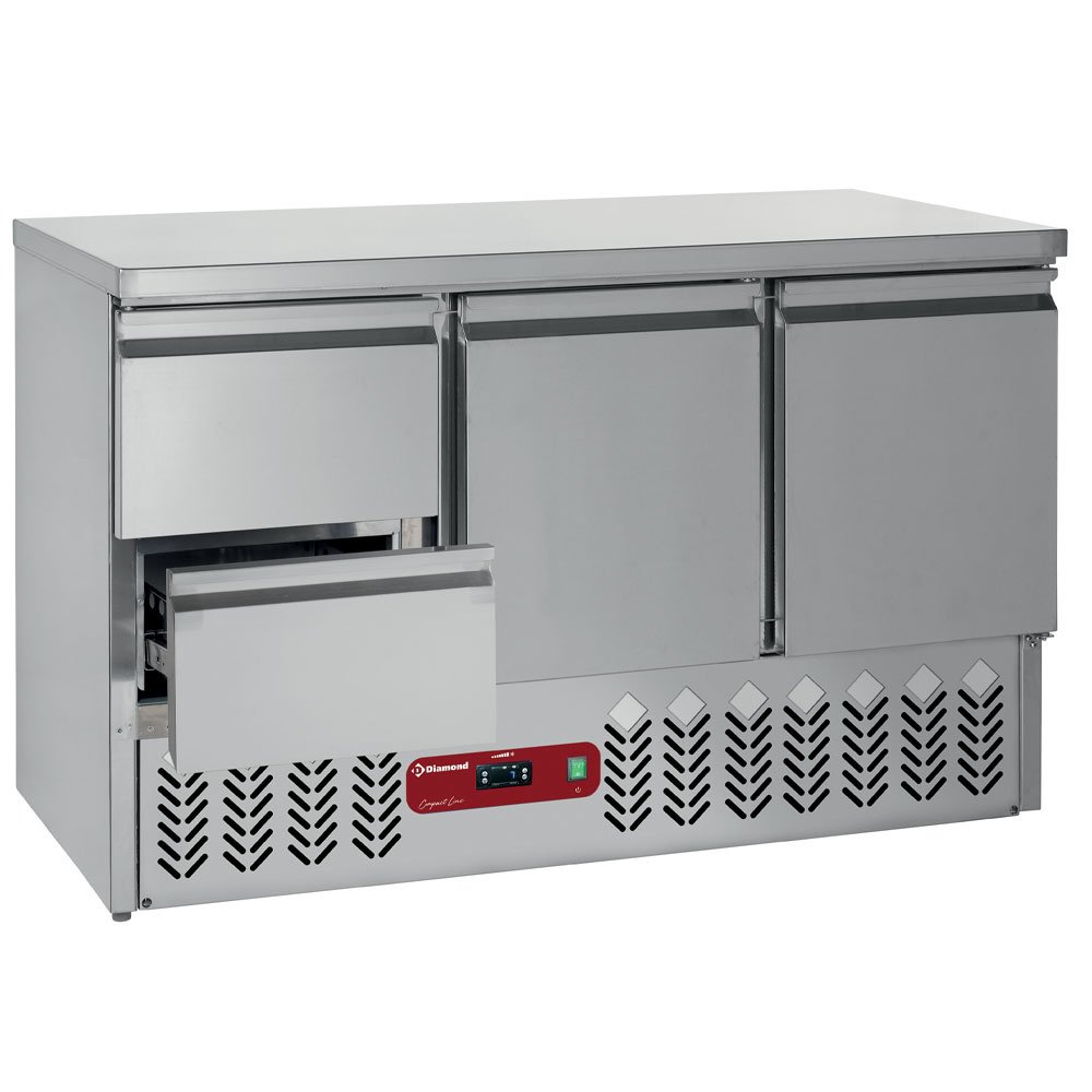 Diamond SA3/R6_GC1/2/R6 2 Door Stainless Steel Refrigerated Counter with 2 Drawers, 380 Litres